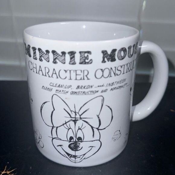 Minnie Mouse Character Construction Mug White & Black 4" Tall Disney Ceramic Tha - Picture 1 of 10